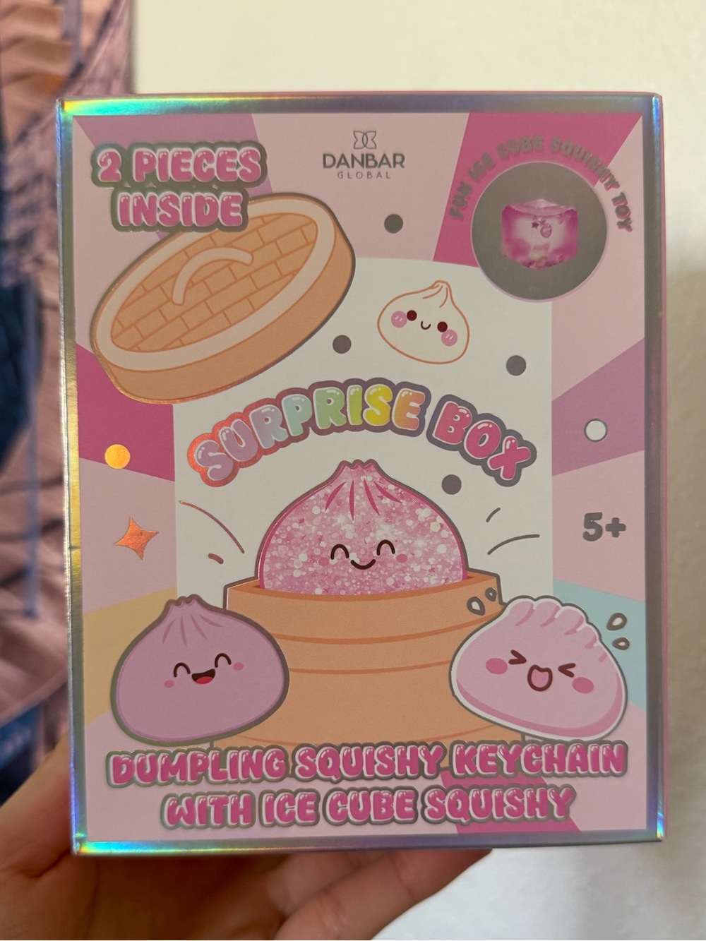 Surprise Box Dumpling Squishy Keychain with squishy cube